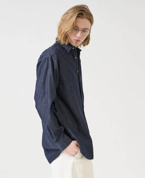 【1978 MEN'S MELROSE】デニムレギュラーカラーシャツ 詳細画像 インディゴ 11