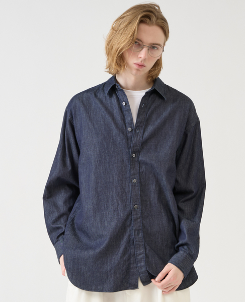 【1978 MEN'S MELROSE】デニムレギュラーカラーシャツ 詳細画像 インディゴ 12