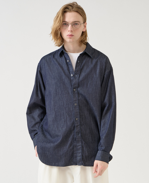 【1978 MEN'S MELROSE】デニムレギュラーカラーシャツ 詳細画像 インディゴ 7