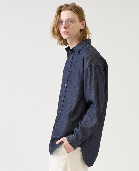 【1978 MEN'S MELROSE】デニムレギュラーカラーシャツ 詳細画像 インディゴ 8