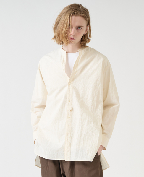 【1978 MEN'S MELROSE】ナチュラルタイプライターバンドカラーシャツ 詳細画像 アイボリー 11