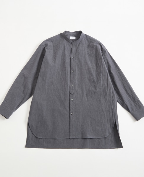 【1978 MEN'S MELROSE】ナチュラルタイプライターバンドカラーシャツ 詳細画像 チャコールグレー 1