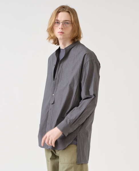 【1978 MEN'S MELROSE】ナチュラルタイプライターバンドカラーシャツ 詳細画像 チャコールグレー 3