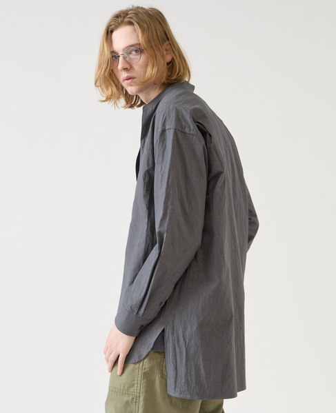 【1978 MEN'S MELROSE】ナチュラルタイプライターバンドカラーシャツ 詳細画像 チャコールグレー 4