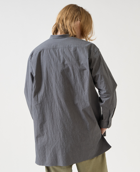 【1978 MEN'S MELROSE】ナチュラルタイプライターバンドカラーシャツ 詳細画像 チャコールグレー 5