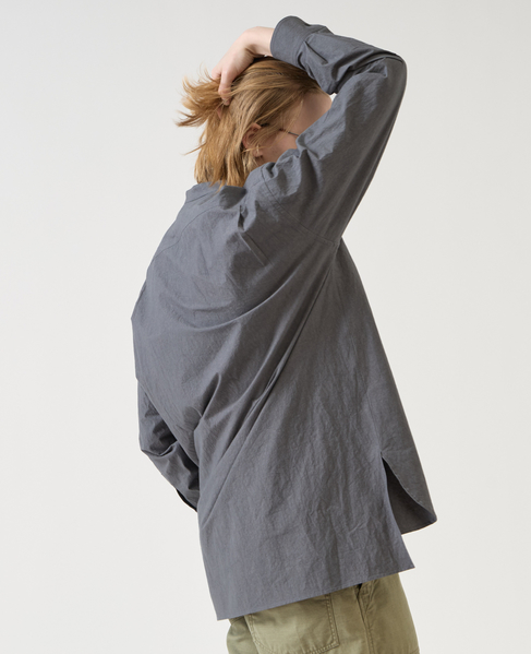 【1978 MEN'S MELROSE】ナチュラルタイプライターバンドカラーシャツ 詳細画像 チャコールグレー 6