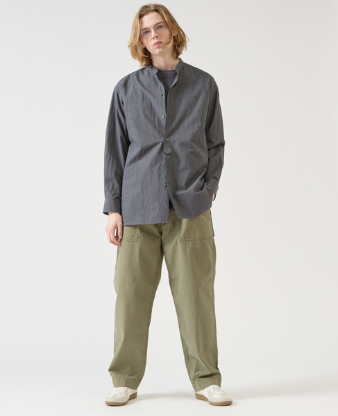 【1978 MEN'S MELROSE】ナチュラルタイプライターバンドカラーシャツ 詳細画像 チャコールグレー 8