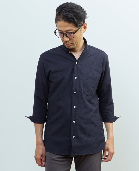 ストレッチフィット ワンピースカラー 七分袖シャツ 詳細画像 ライトグレー 18