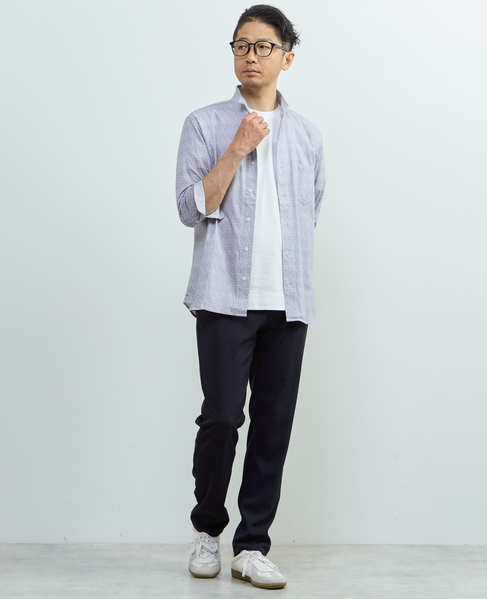 ストレッチフィット ワンピースカラー 七分袖シャツ 詳細画像 ライトグレー 23