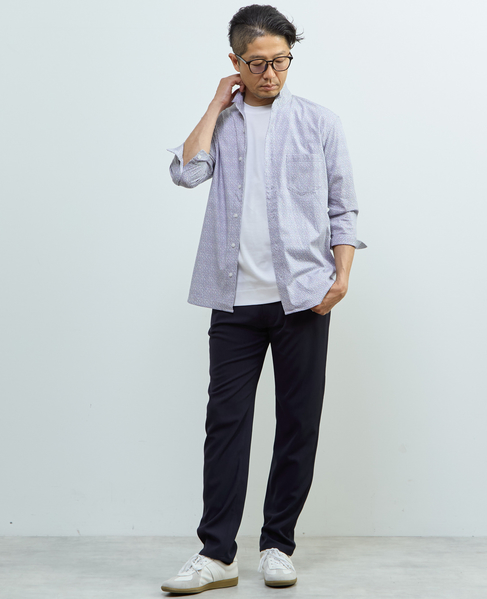 ストレッチフィット ワンピースカラー 七分袖シャツ 詳細画像 ライトグレー 24