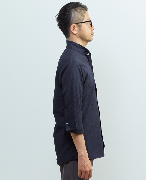 ストレッチフィット ワンピースカラー 七分袖シャツ 詳細画像 ライトグレー 5