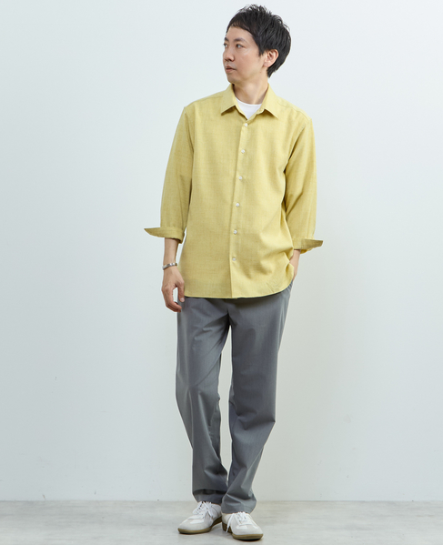リネンライクエステル レギュラーカラー8分袖シャツ 詳細画像 サックス 23