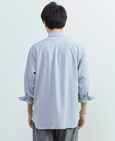 リネンライクエステル レギュラーカラー8分袖シャツ 詳細画像 サックス 4