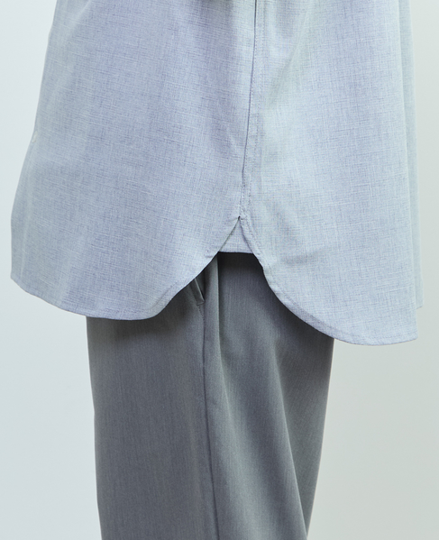 リネンライクエステル レギュラーカラー8分袖シャツ 詳細画像 サックス 8