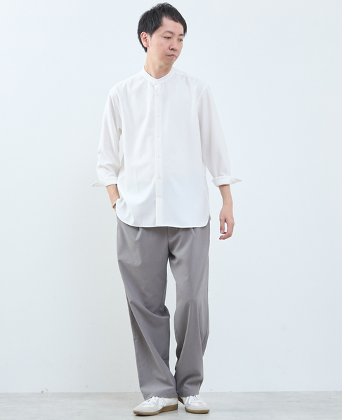 マルチファブリックバンドカラー8分袖シャツ 詳細画像 ホワイト 14