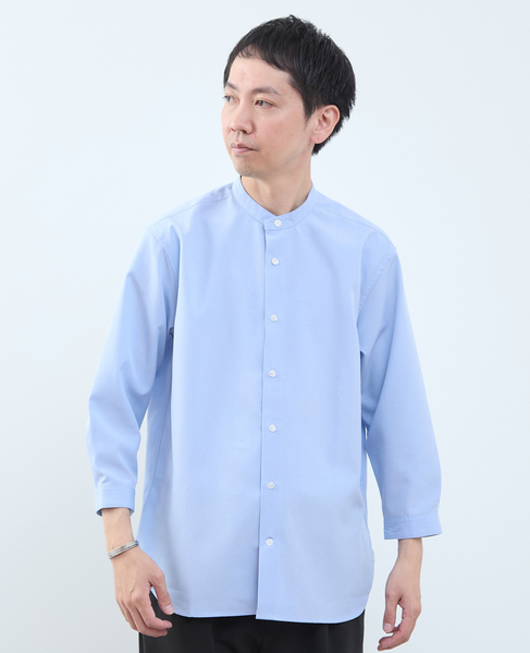 マルチファブリックバンドカラー8分袖シャツ 詳細画像 ホワイト 16