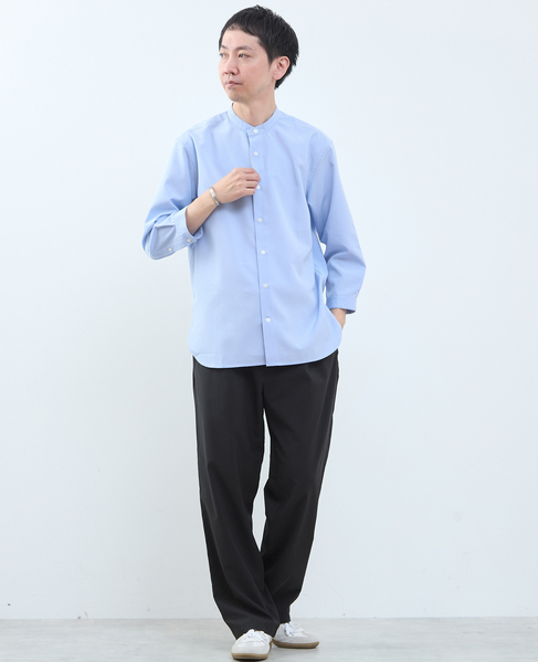 マルチファブリックバンドカラー8分袖シャツ 詳細画像 ホワイト 18