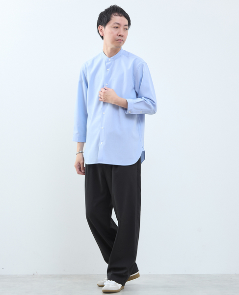 マルチファブリックバンドカラー8分袖シャツ 詳細画像 ホワイト 19