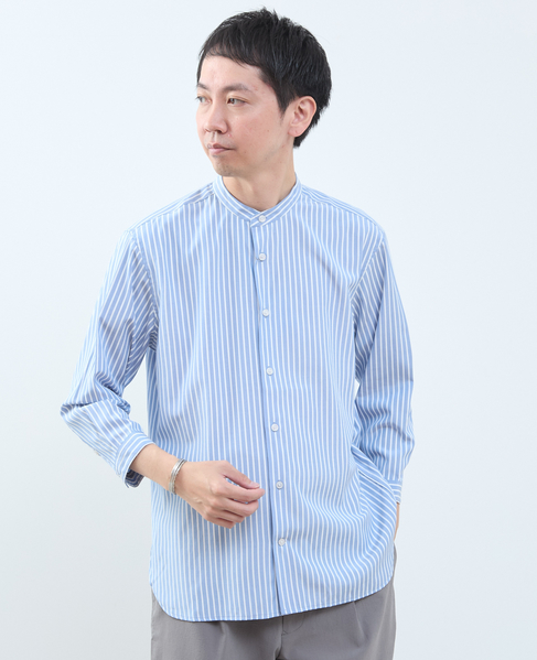 マルチファブリックバンドカラー8分袖シャツ 詳細画像 ホワイト 20