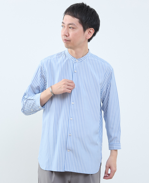 マルチファブリックバンドカラー8分袖シャツ 詳細画像 ホワイト 21