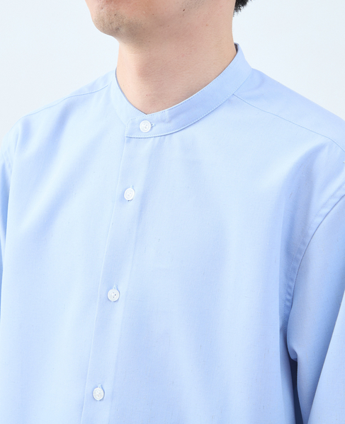 マルチファブリックバンドカラー8分袖シャツ 詳細画像 ホワイト 6