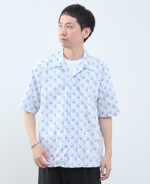 ボタニカルプリント半袖オープンカラーシャツ 詳細画像 ホワイト 1