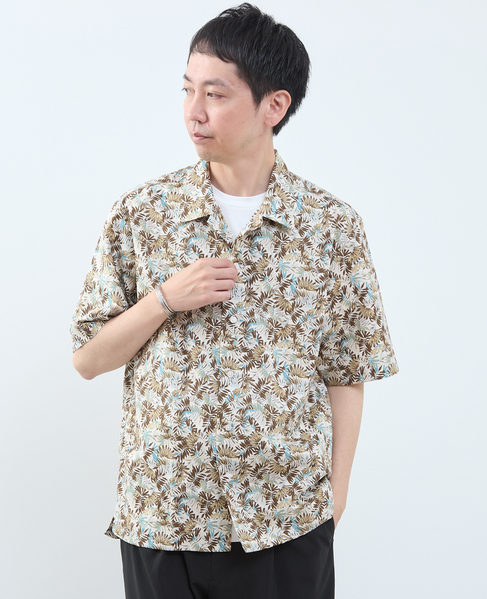 ボタニカルプリント半袖オープンカラーシャツ 詳細画像 ベージュ 1