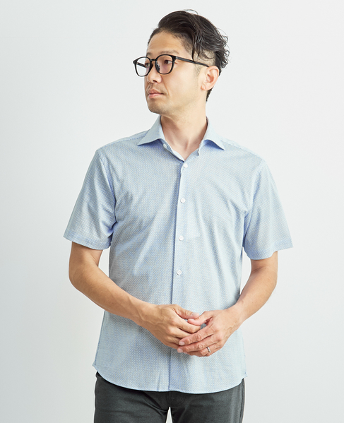 プレミアムジャージワイドカラー半袖シャツ 詳細画像 ブルー 13