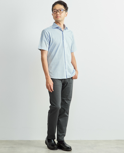 プレミアムジャージワイドカラー半袖シャツ 詳細画像 ブルー 16