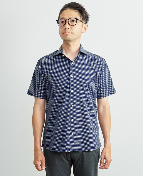 プレミアムジャージワイドカラー半袖シャツ 詳細画像 ブルー 2