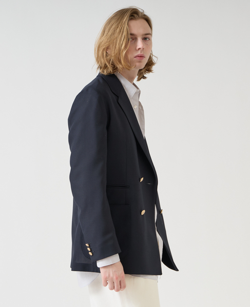 【1978 MEN'S MELROSE】ビンテージメッシュダブルブレストジャケット 詳細画像 ネイビー 13