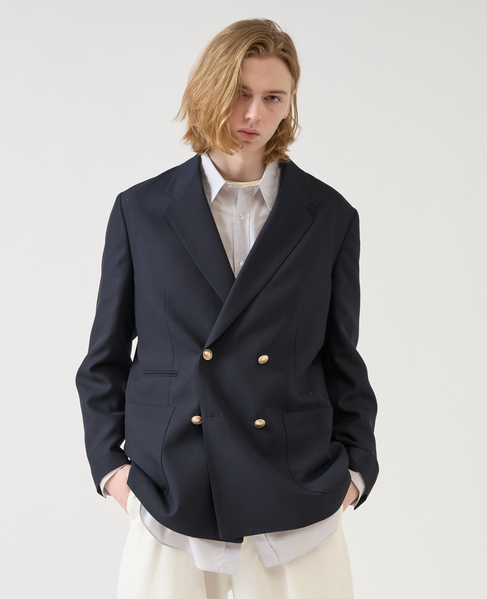 【1978 MEN'S MELROSE】ビンテージメッシュダブルブレストジャケット 詳細画像 ネイビー 14