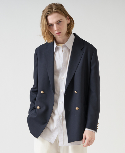 【1978 MEN'S MELROSE】ビンテージメッシュダブルブレストジャケット 詳細画像 ネイビー 9