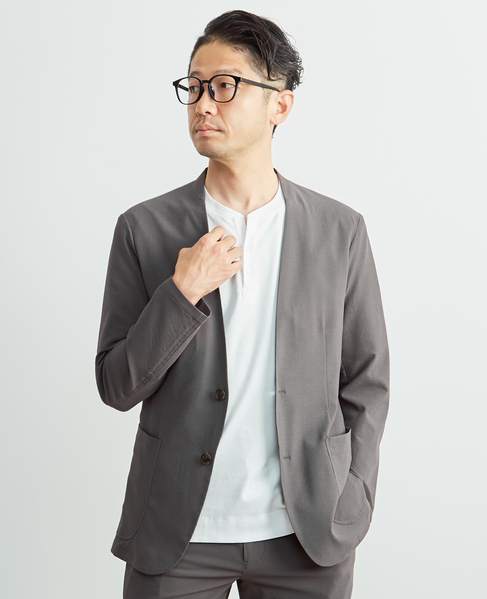 ソロテックスサッカーイージーノーカラージャケット(セットアップ可) 詳細画像 グレー 12