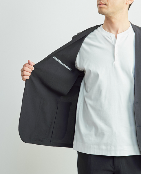 ソロテックスサッカーイージーノーカラージャケット(セットアップ可) 詳細画像 グレー 8