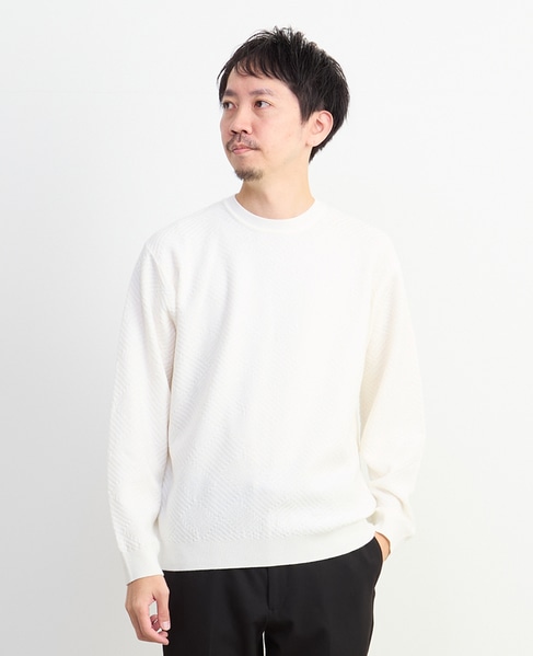 リンクスダイヤクルーネックニット 詳細画像 ホワイト 1