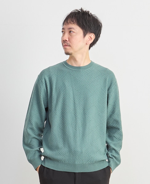 リンクスダイヤクルーネックニット 詳細画像 グリーン 1