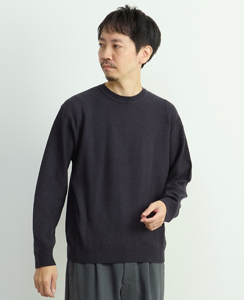 リンクスダイヤクルーネックニット 詳細画像 チャコール 1