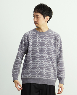 モールジャガードクルーネックニット