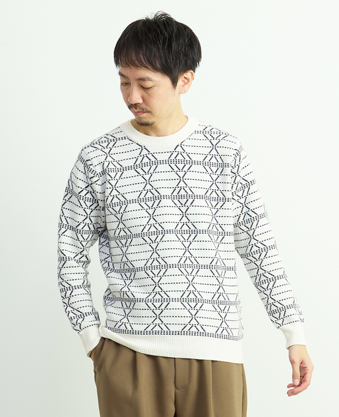 モールジャガードクルーネックニット 詳細画像 ホワイト 13