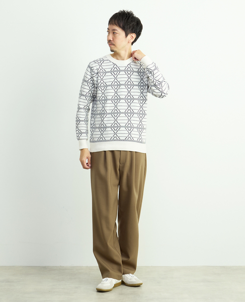 モールジャガードクルーネックニット 詳細画像 ホワイト 14