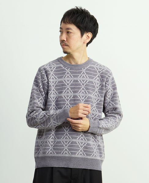 モールジャガードクルーネックニット 詳細画像 ホワイト 19