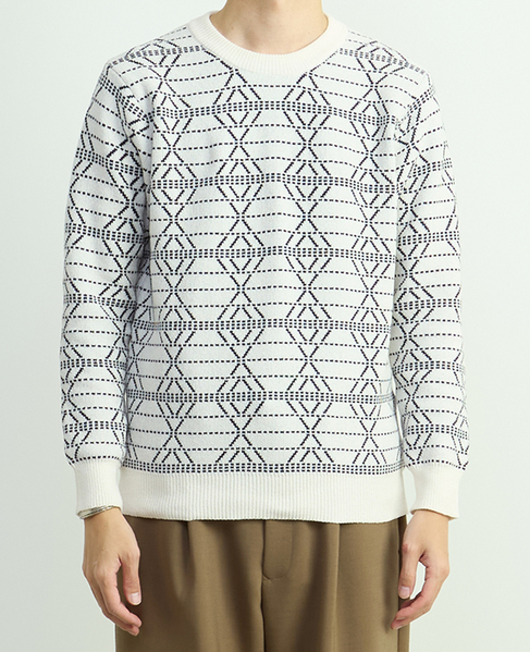 モールジャガードクルーネックニット 詳細画像 ホワイト 2