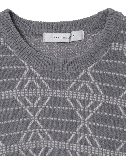 モールジャガードクルーネックニット 詳細画像 グレー 3