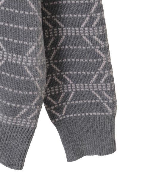 モールジャガードクルーネックニット 詳細画像 グレー 4