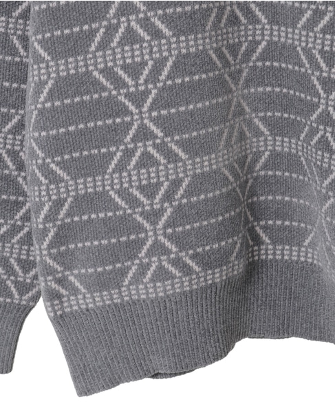 モールジャガードクルーネックニット 詳細画像 グレー 5
