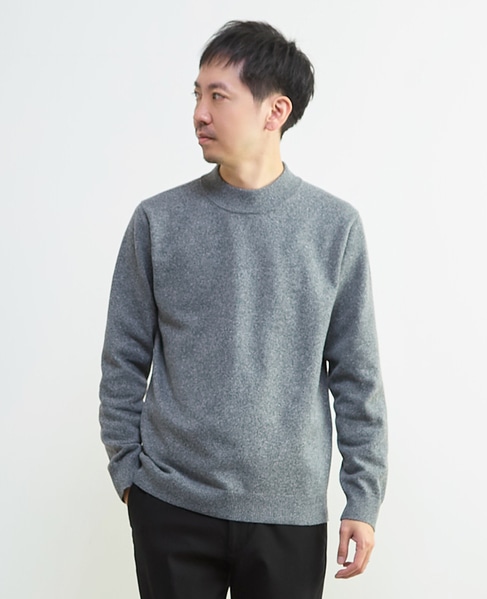 ラムウールライクモックネックニット