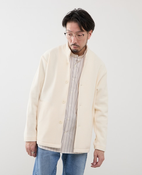 クォーターゲージ スタンドカラーカーディガン 詳細画像 ホワイト 1