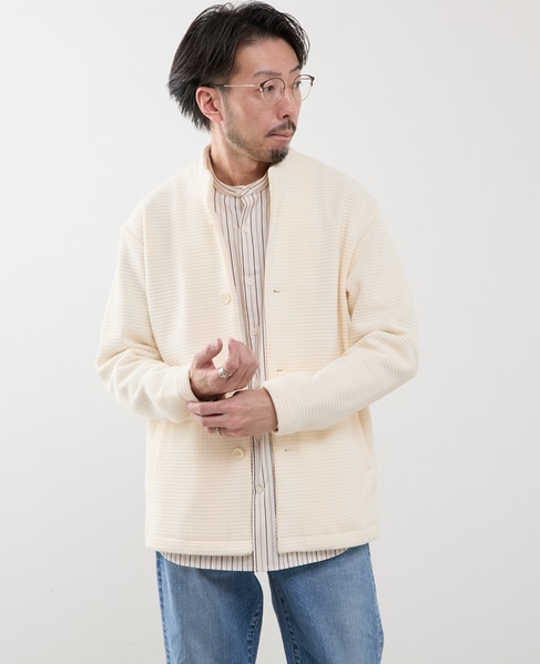 クォーターゲージ スタンドカラーカーディガン 詳細画像 ホワイト 12