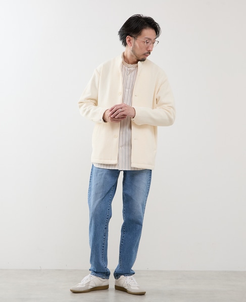 クォーターゲージ スタンドカラーカーディガン 詳細画像 ホワイト 14